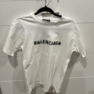 Balenciaga Blurred Logo T-Shirt with holes